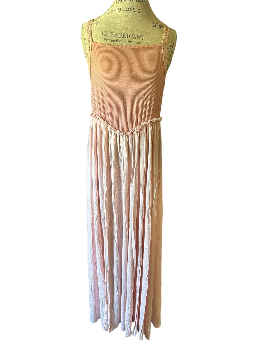 POL Maxi Dress Pink Ribbed Flowy Skirt Pink Womens Medium